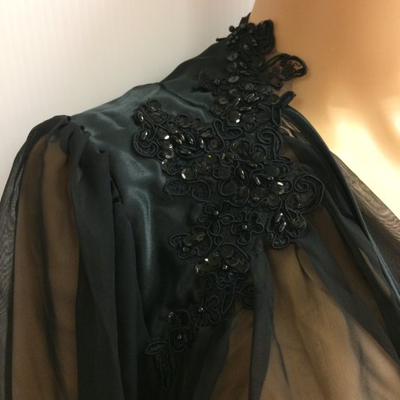 😍Vintage! Black Sheer Lingerie Jacket and Matching Pants Size Small - Picture 4 of 16